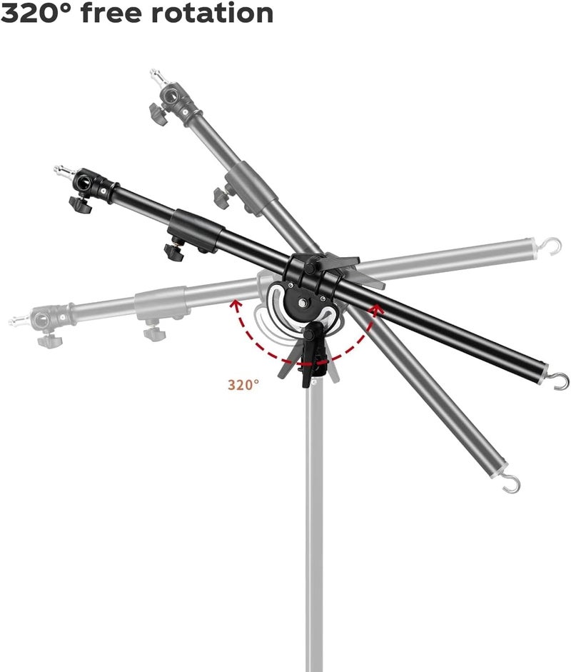 soonpho Photography Extension Boom Arm for Light Stand/C-Stand,2.3ft to 4.9ft Ajustable Crossbar Holding Arm with 1/4" to 3/8" Screw - Image 2